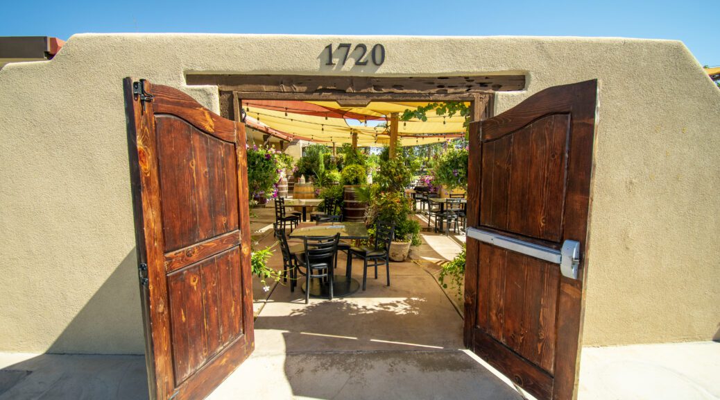 entrance to our D.H. Lescombes Winery & Bistro patio dining area in Las Cruces